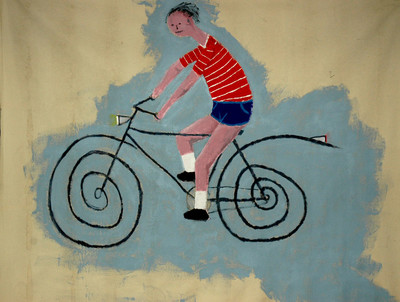 il ciclista olio su tela 180120 cm anno 2000
